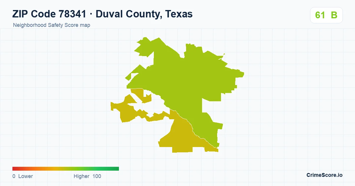 ZIP Code 78341 in Duval County, Texas neighborhood Safety Score map