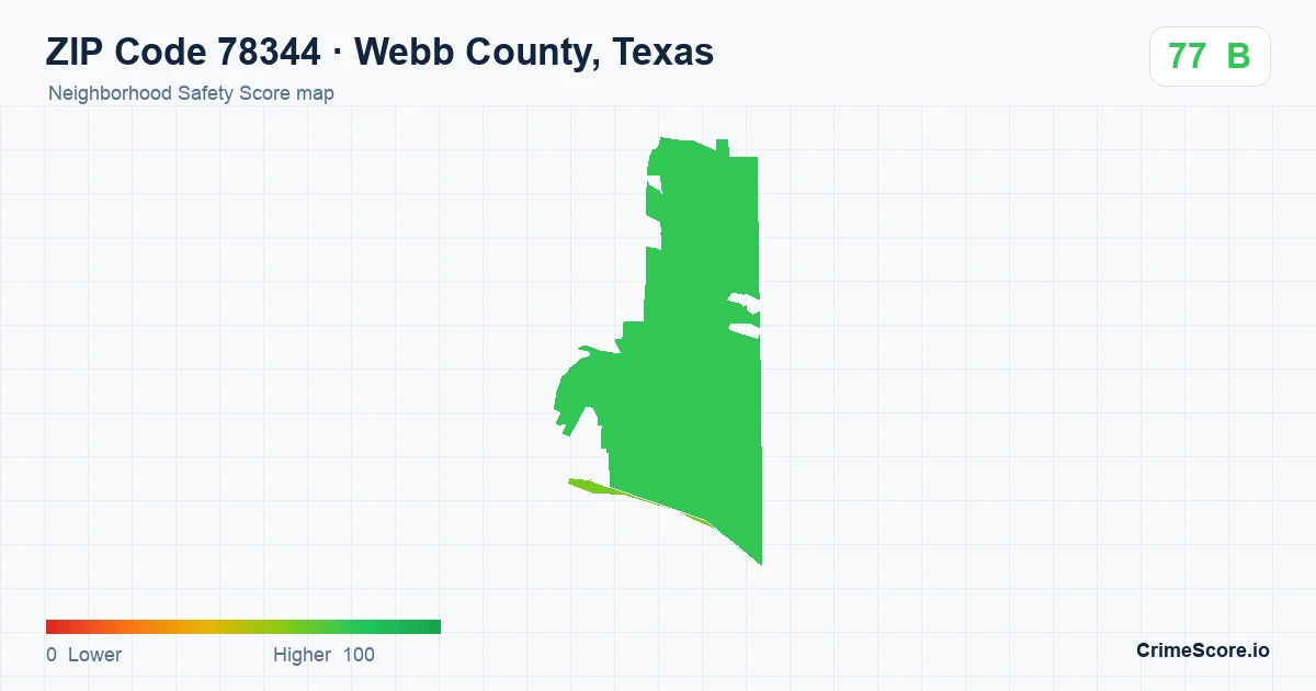 ZIP Code 78344 in Webb County, Texas neighborhood Safety Score map