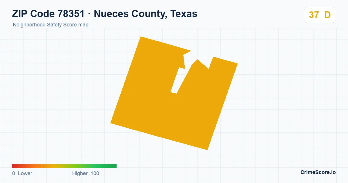 ZIP Code 78351 in Nueces County, Texas neighborhood Safety Score map