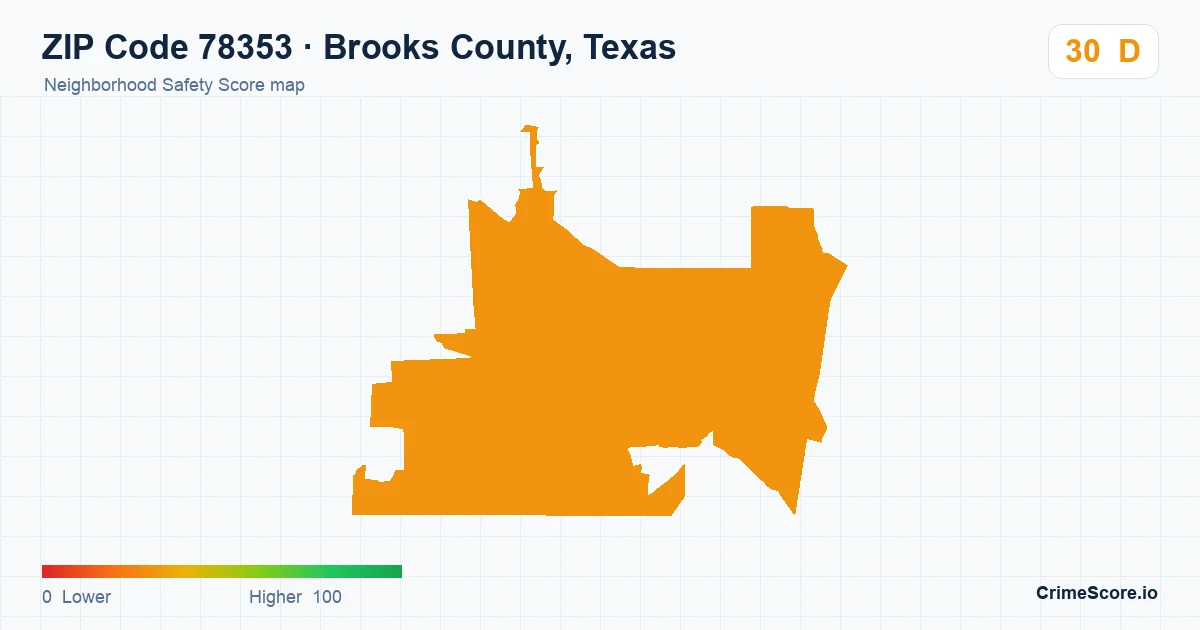 ZIP Code 78353 in Brooks County, Texas neighborhood Safety Score map