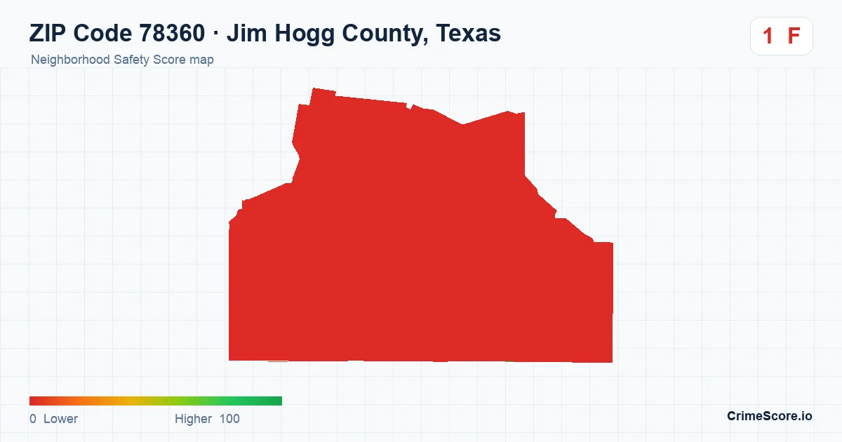 ZIP Code 78360 in Jim Hogg County, Texas neighborhood Safety Score map