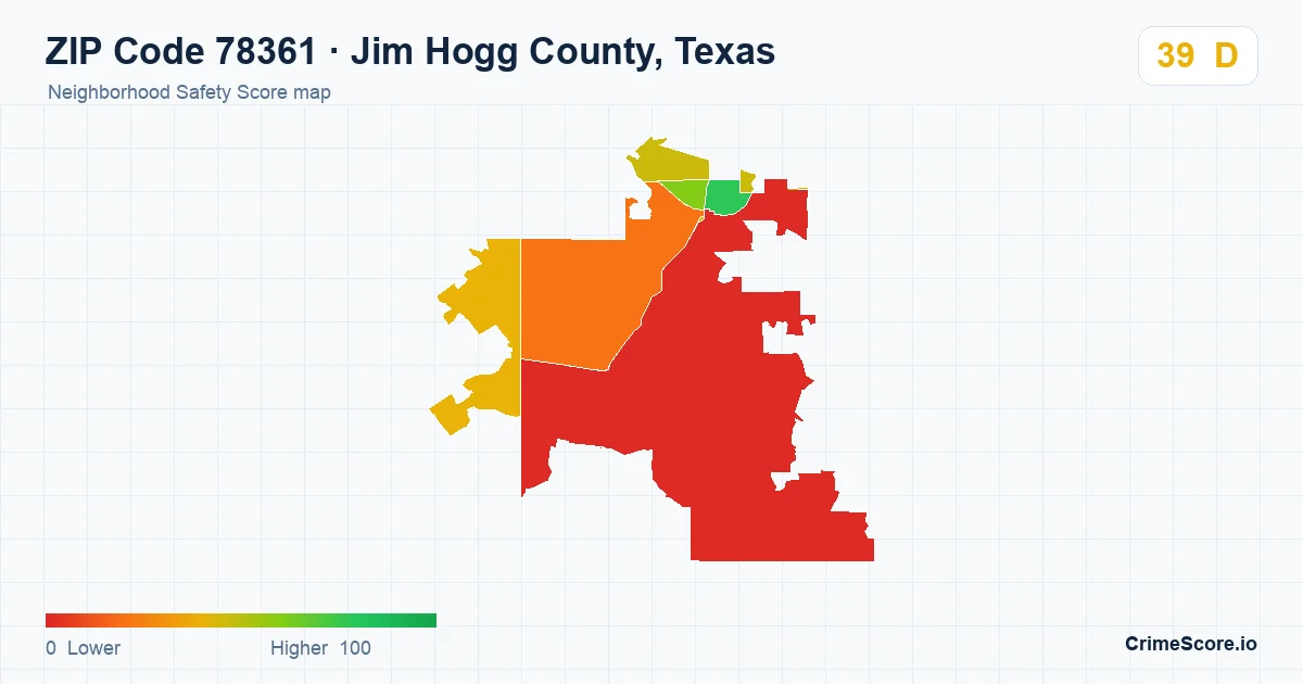 ZIP Code 78361 in Jim Hogg County, Texas neighborhood Safety Score map