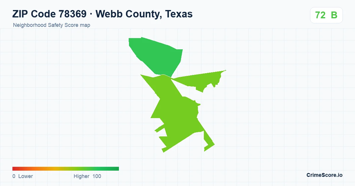 ZIP Code 78369 in Webb County, Texas neighborhood Safety Score map