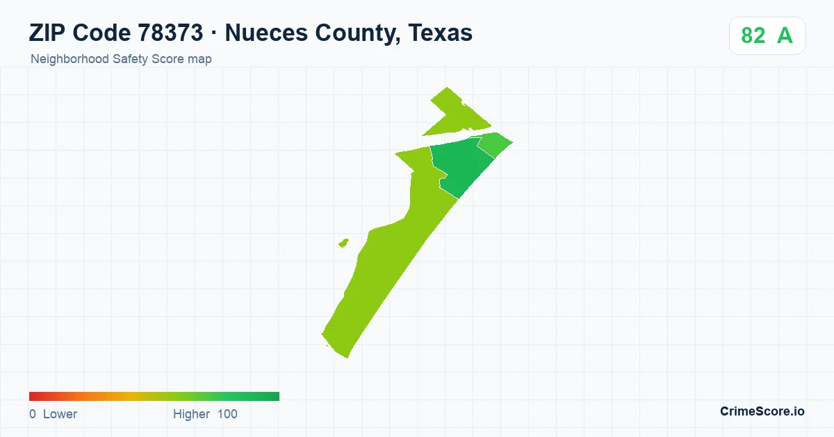 ZIP Code 78373 in Nueces County, Texas neighborhood Safety Score map