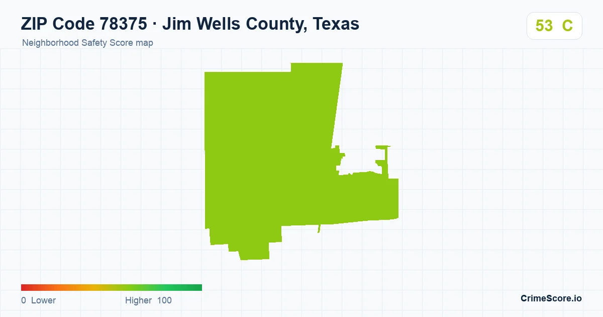 ZIP Code 78375 in Jim Wells County, Texas neighborhood Safety Score map