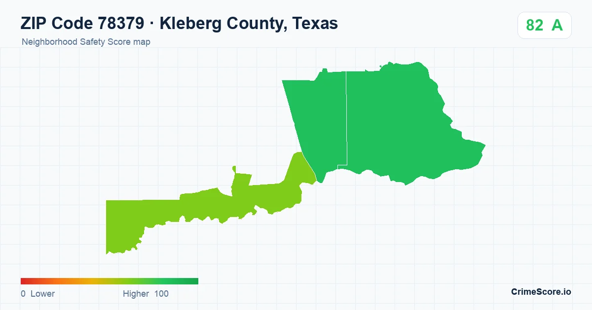 ZIP Code 78379 in Kleberg County, Texas neighborhood Safety Score map