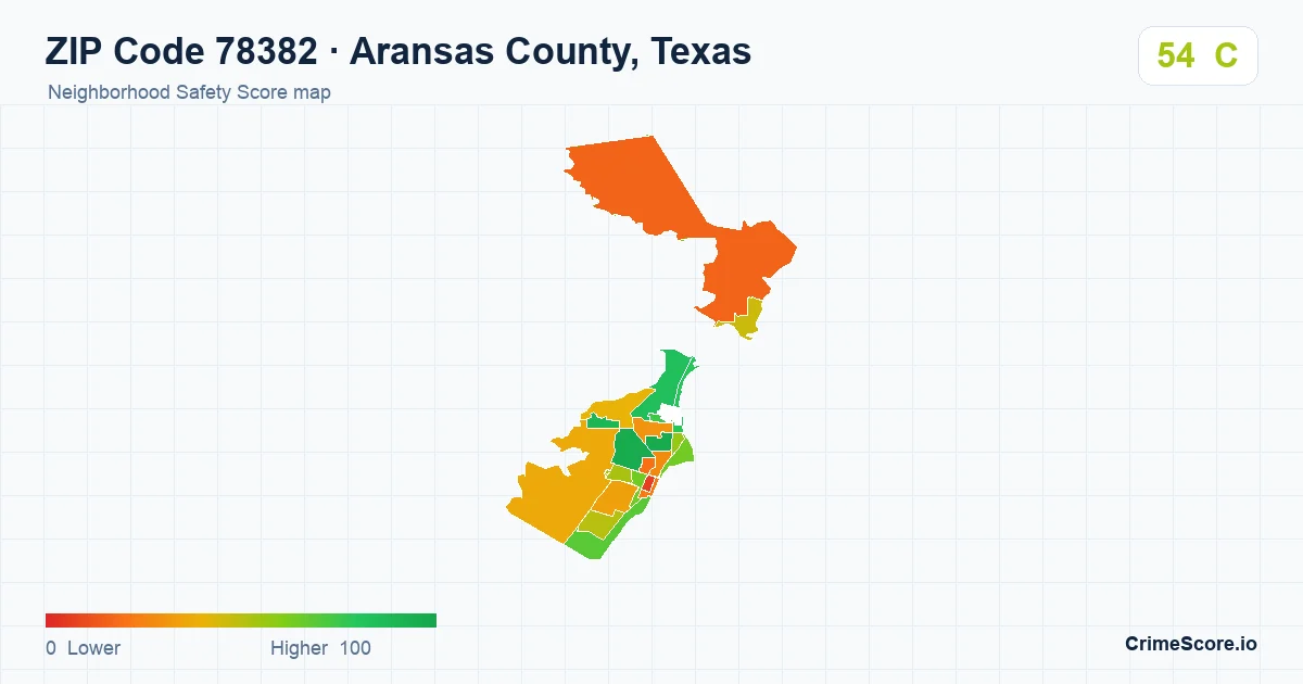 ZIP Code 78382 in Aransas County, Texas neighborhood Safety Score map
