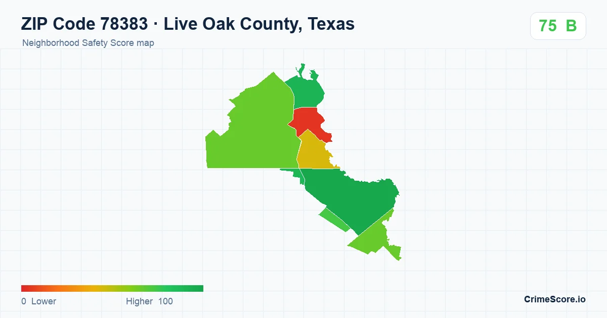 ZIP Code 78383 in Live Oak County, Texas neighborhood Safety Score map