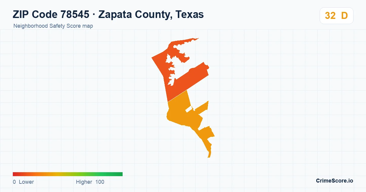 ZIP Code 78545 in Zapata County, Texas neighborhood Safety Score map