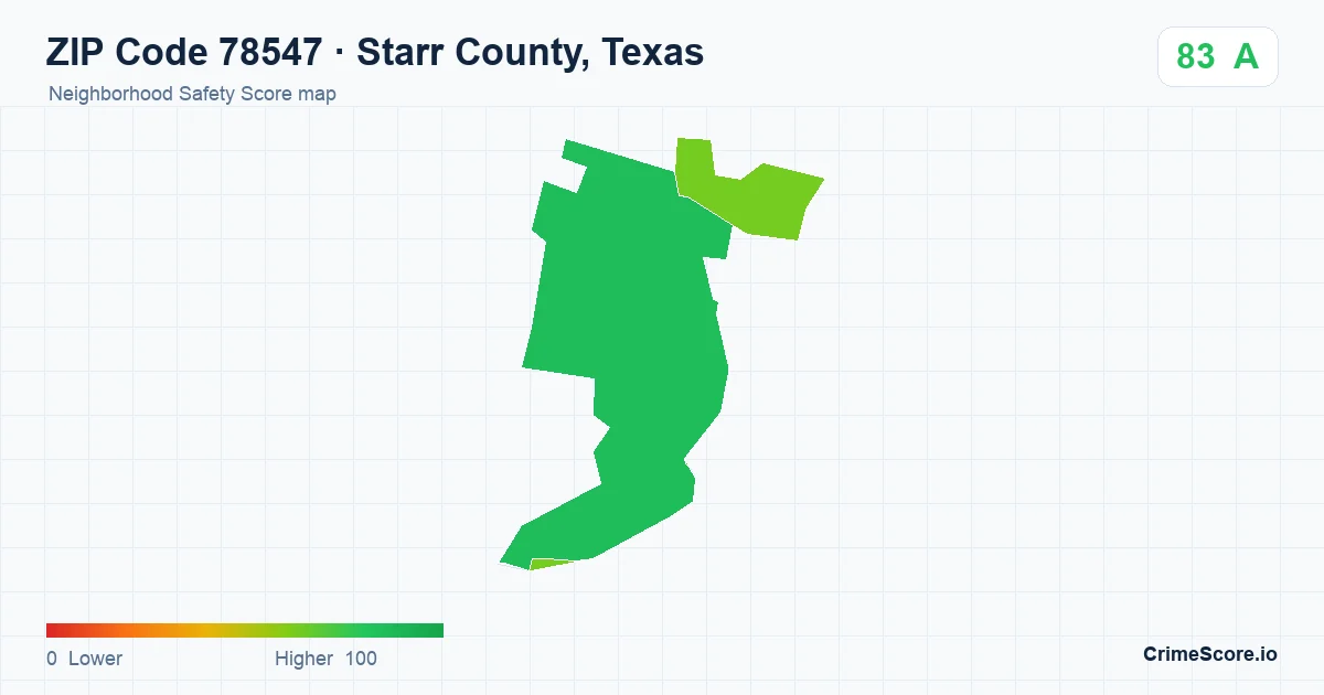 ZIP Code 78547 in Starr County, Texas neighborhood Safety Score map