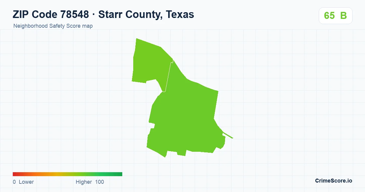 ZIP Code 78548 in Starr County, Texas neighborhood Safety Score map