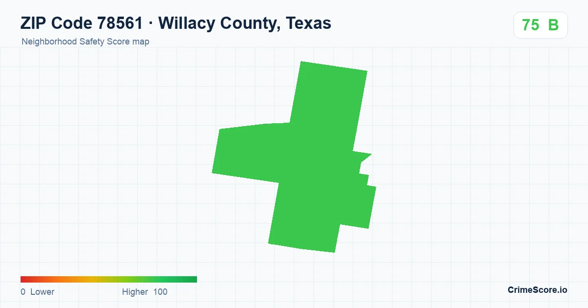 ZIP Code 78561 in Willacy County, Texas neighborhood Safety Score map