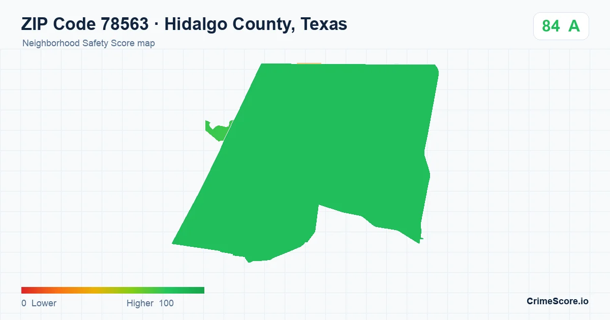 ZIP Code 78563 in Hidalgo County, Texas neighborhood Safety Score map