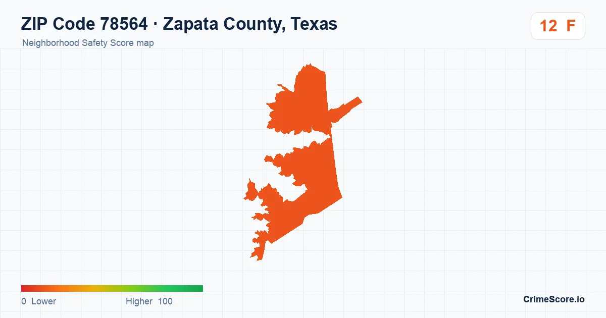 ZIP Code 78564 in Zapata County, Texas neighborhood Safety Score map