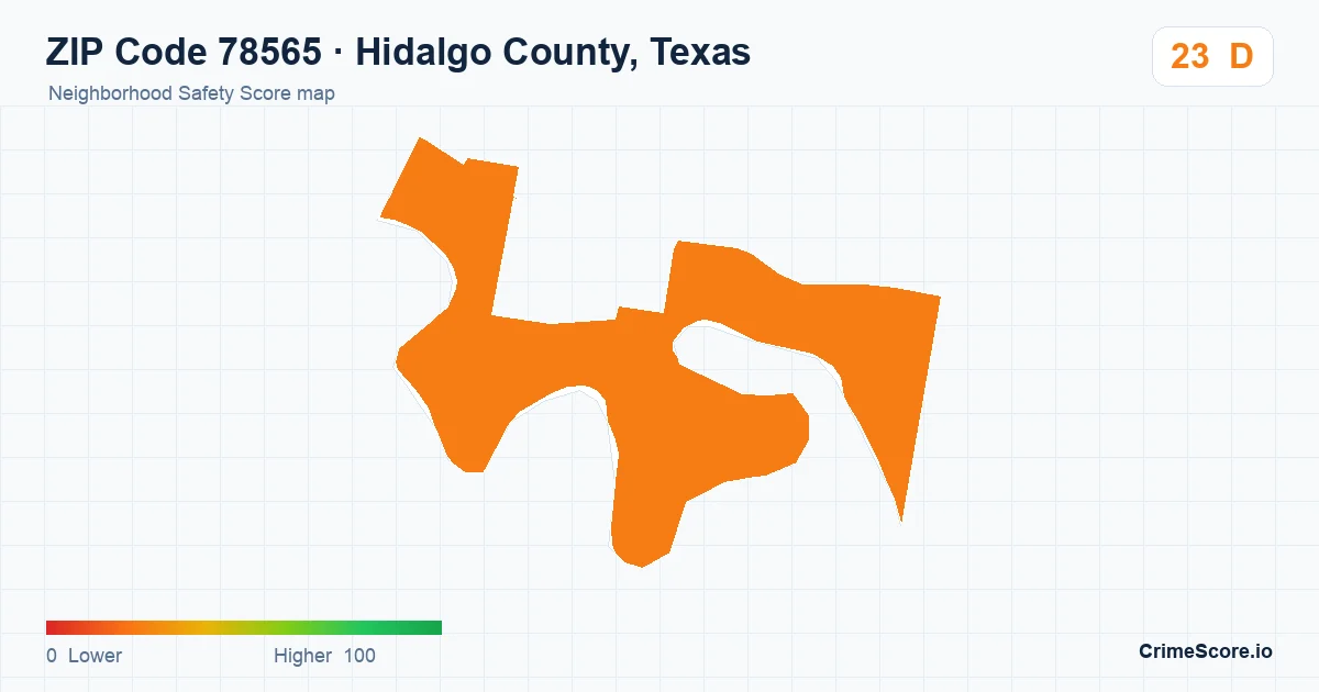 ZIP Code 78565 in Hidalgo County, Texas neighborhood Safety Score map