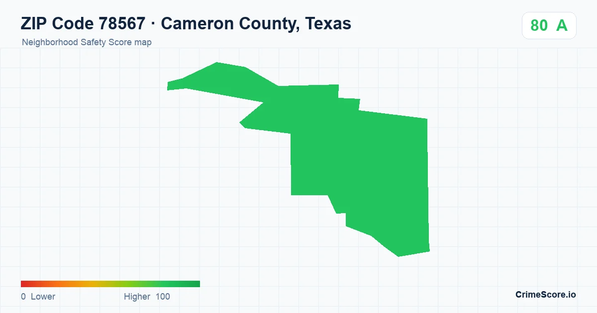 ZIP Code 78567 in Cameron County, Texas neighborhood Safety Score map