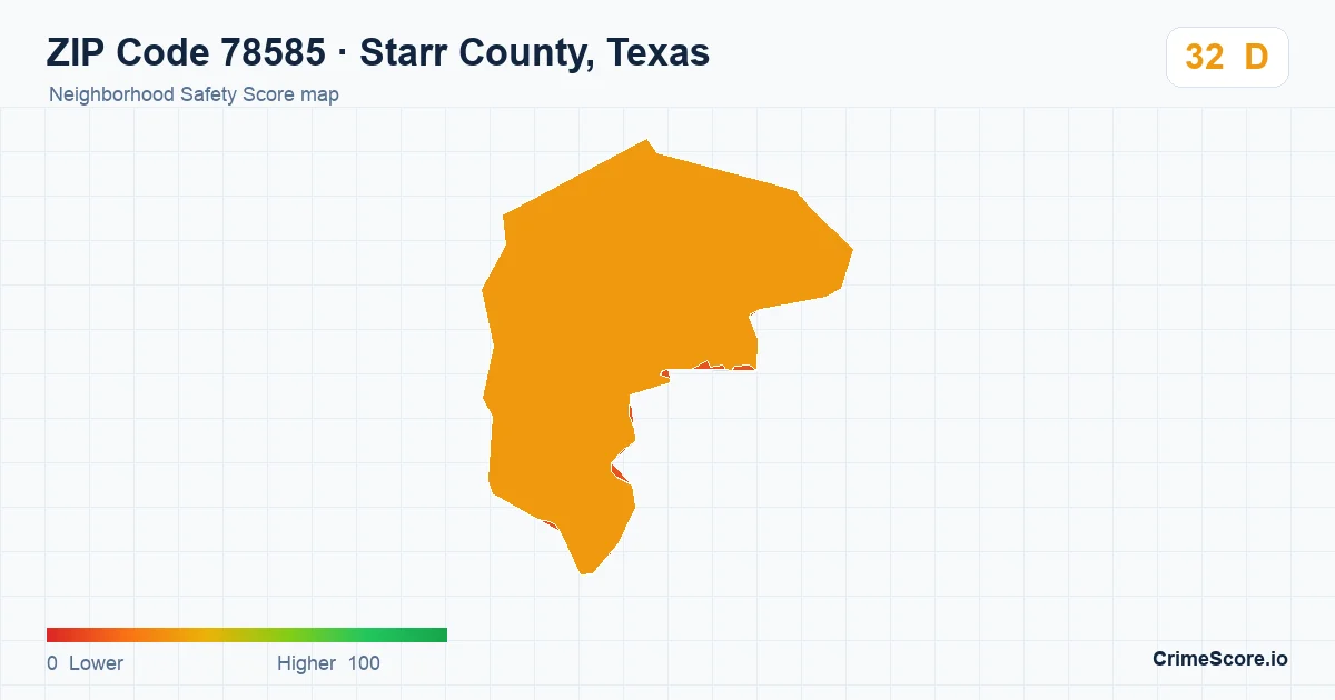 ZIP Code 78585 in Starr County, Texas neighborhood Safety Score map