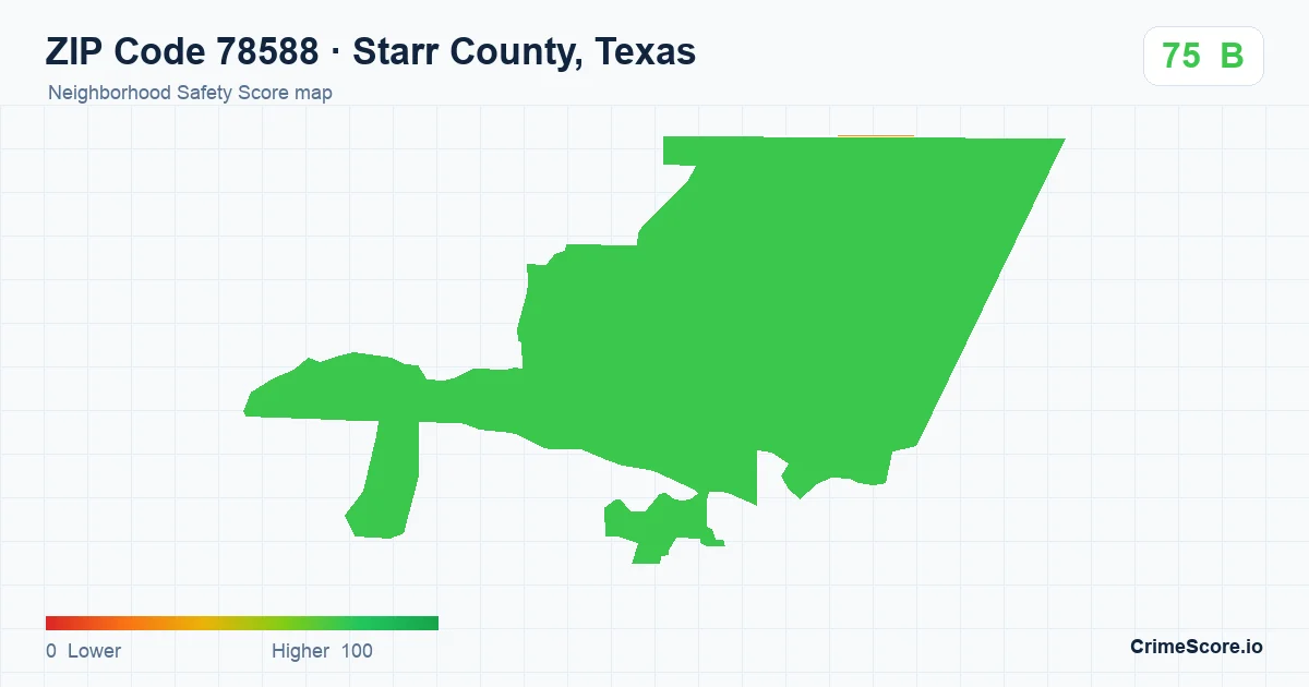 ZIP Code 78588 in Starr County, Texas neighborhood Safety Score map