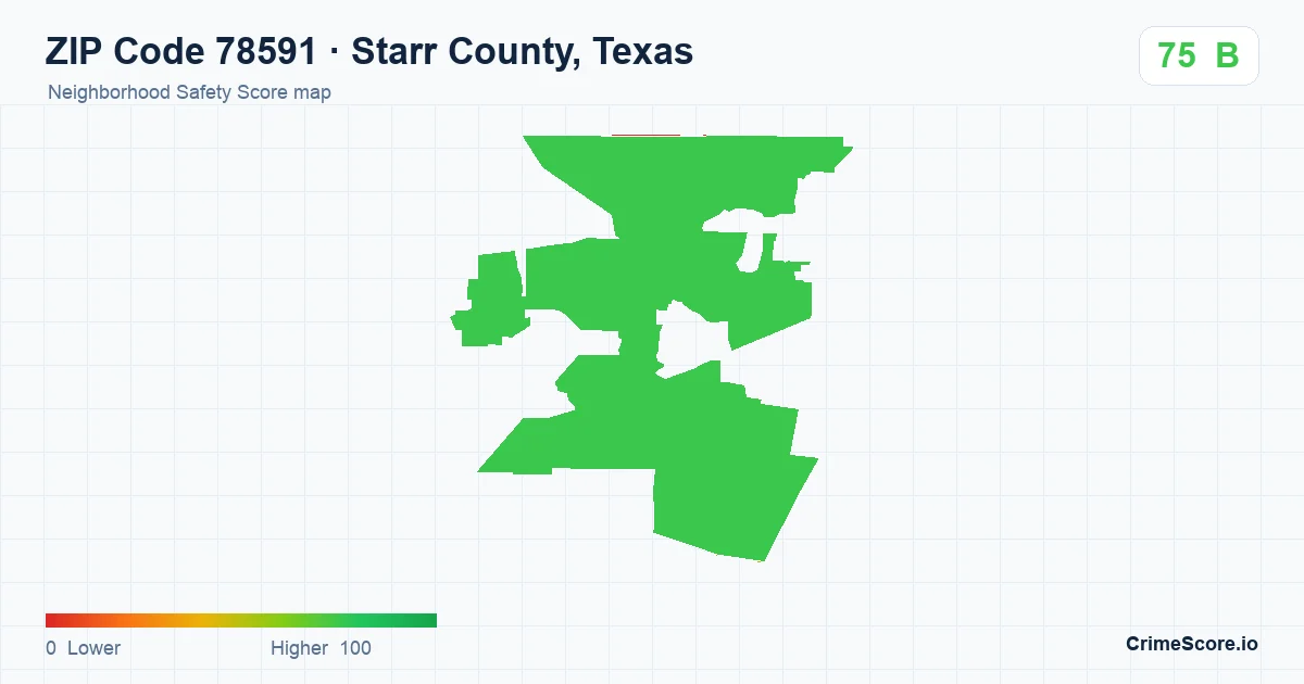 ZIP Code 78591 in Starr County, Texas neighborhood Safety Score map