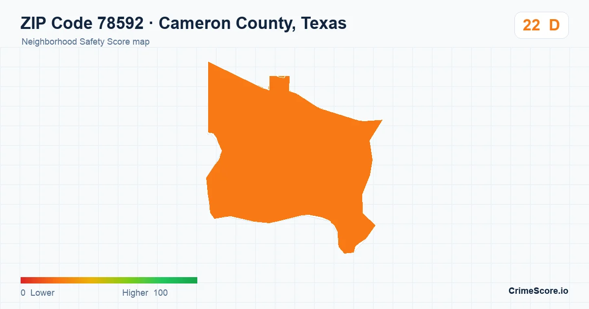 ZIP Code 78592 in Cameron County, Texas neighborhood Safety Score map