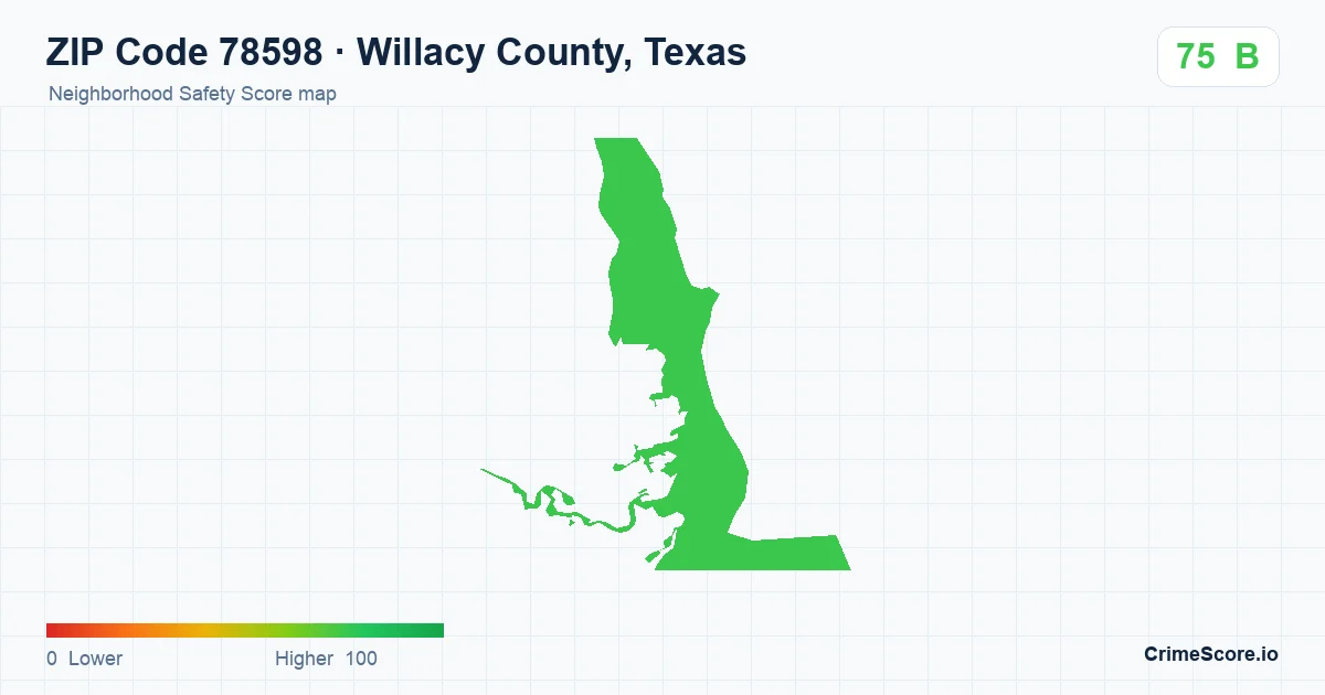 ZIP Code 78598 in Willacy County, Texas neighborhood Safety Score map