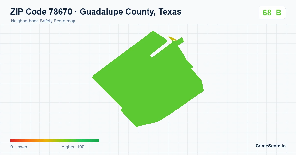 ZIP Code 78670 in Guadalupe County, Texas neighborhood Safety Score map