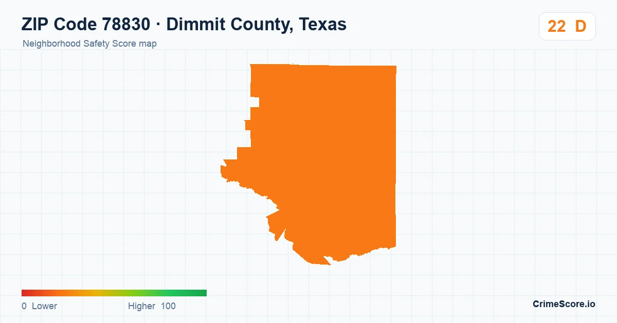ZIP Code 78830 in Dimmit County, Texas neighborhood Safety Score map