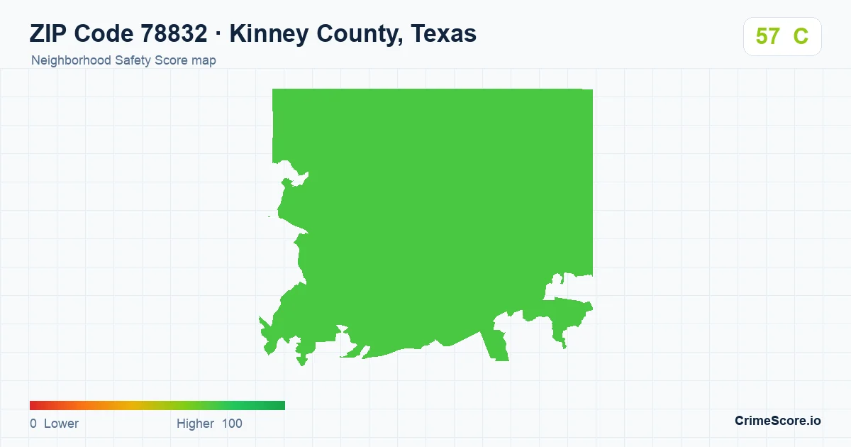 ZIP Code 78832 in Kinney County, Texas neighborhood Safety Score map