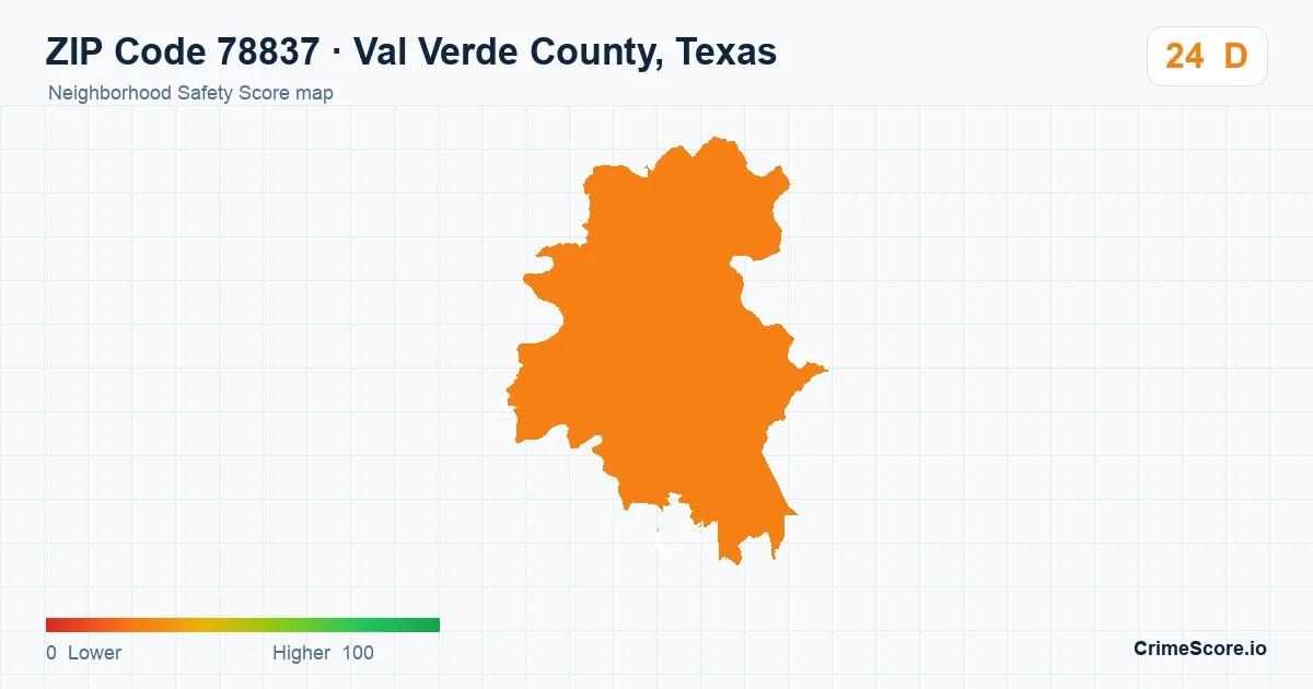 ZIP Code 78837 in Val Verde County, Texas neighborhood Safety Score map