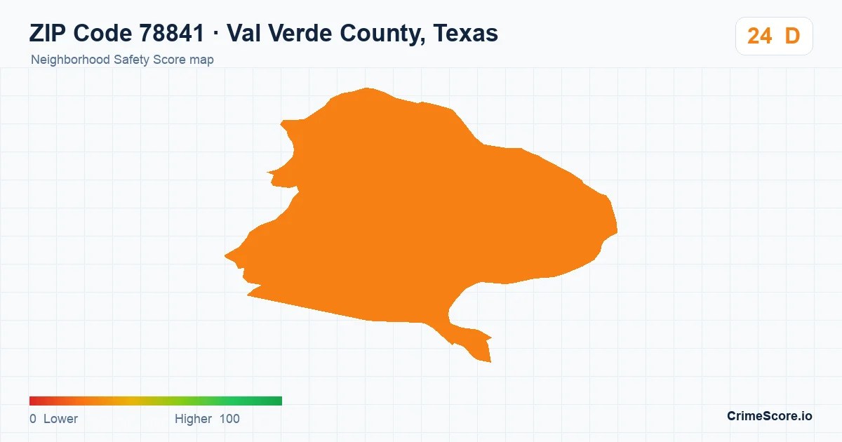ZIP Code 78841 in Val Verde County, Texas neighborhood Safety Score map