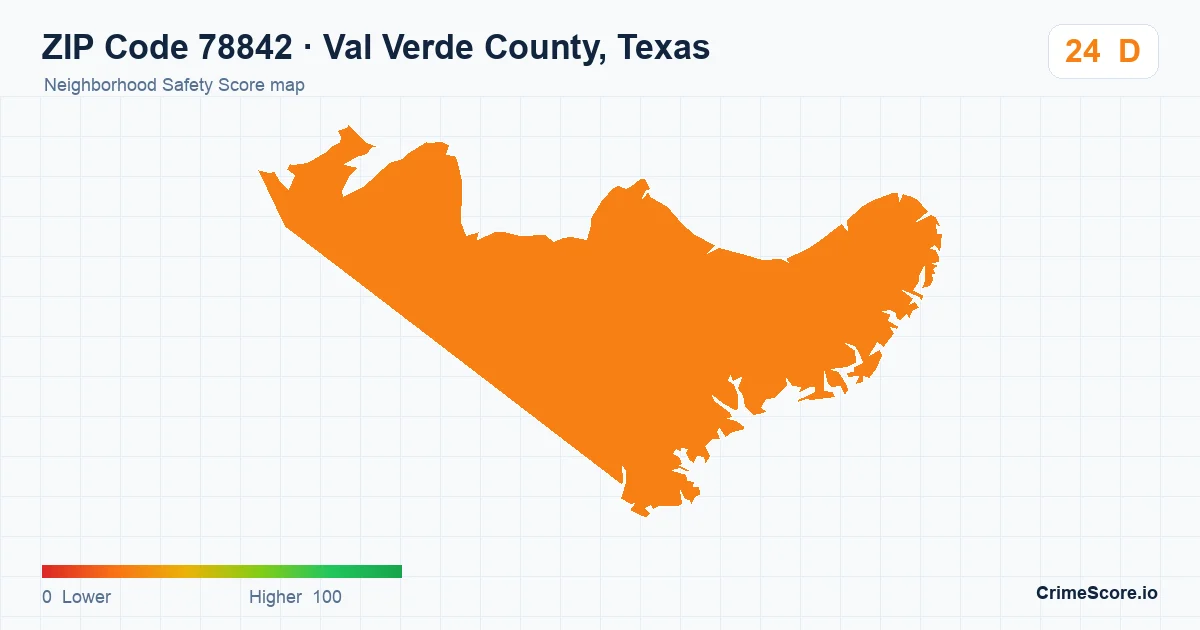 ZIP Code 78842 in Val Verde County, Texas neighborhood Safety Score map