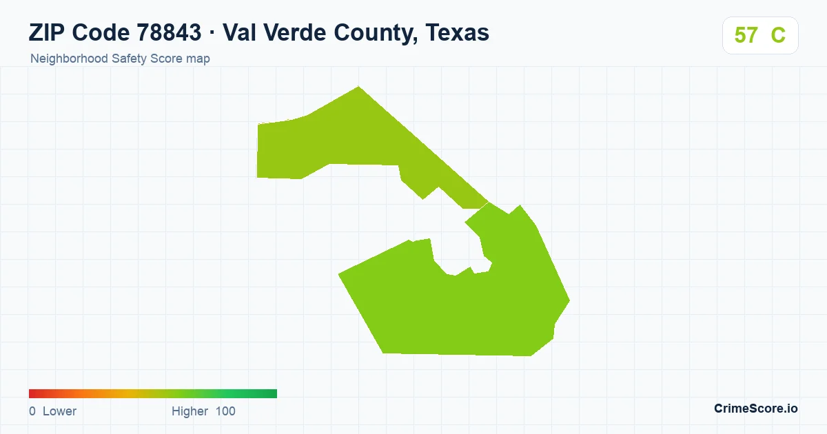 ZIP Code 78843 in Val Verde County, Texas neighborhood Safety Score map