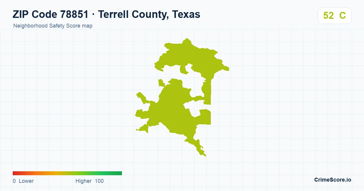 ZIP Code 78851 in Terrell County, Texas neighborhood Safety Score map