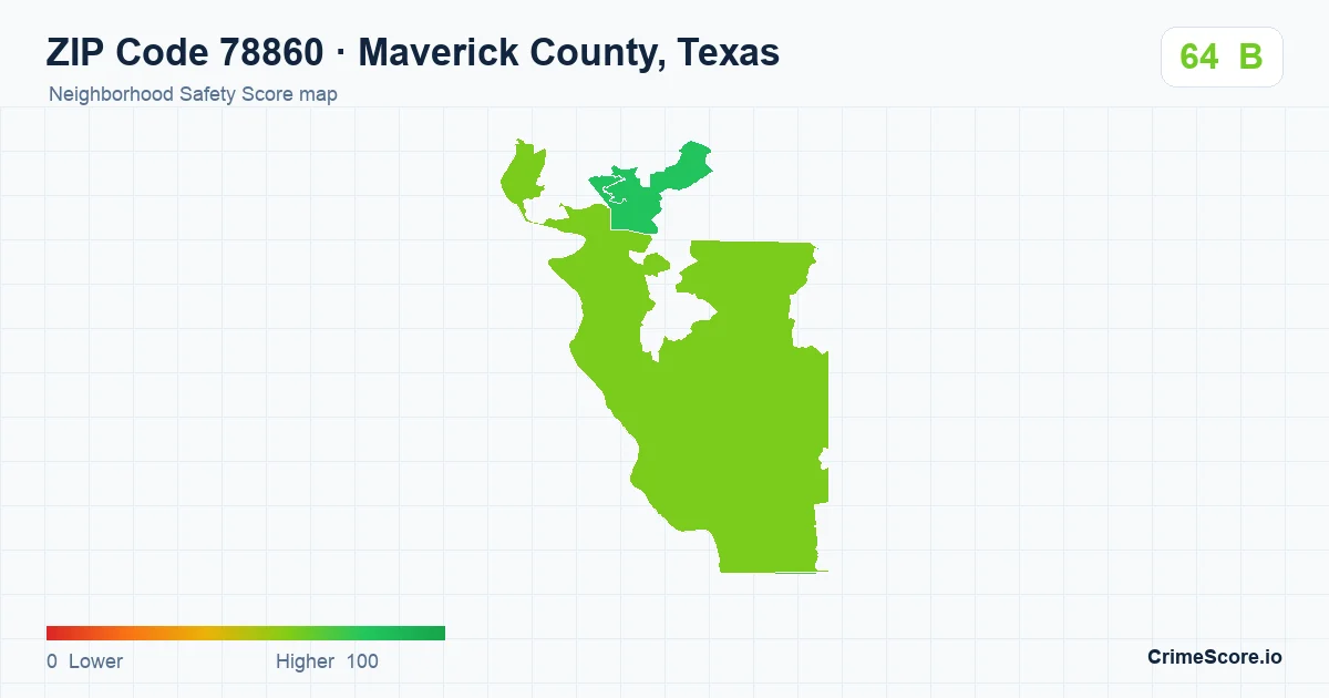 ZIP Code 78860 in Maverick County, Texas neighborhood Safety Score map
