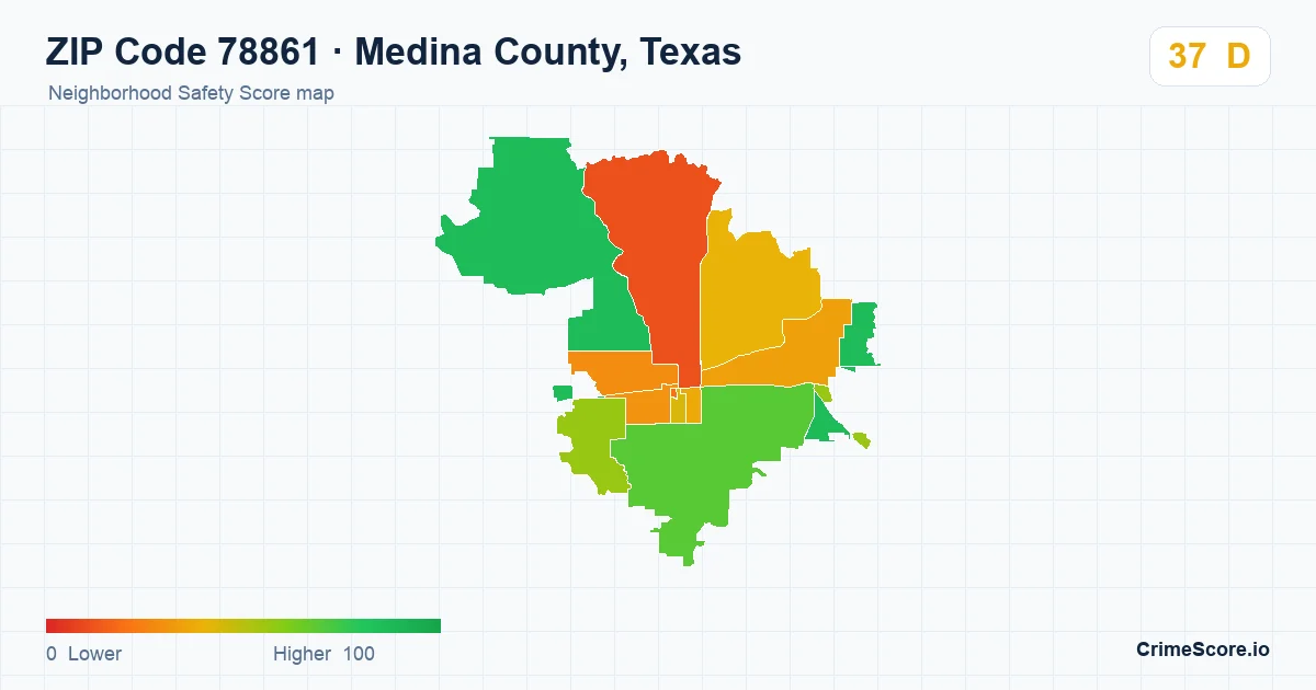 ZIP Code 78861 in Medina County, Texas neighborhood Safety Score map