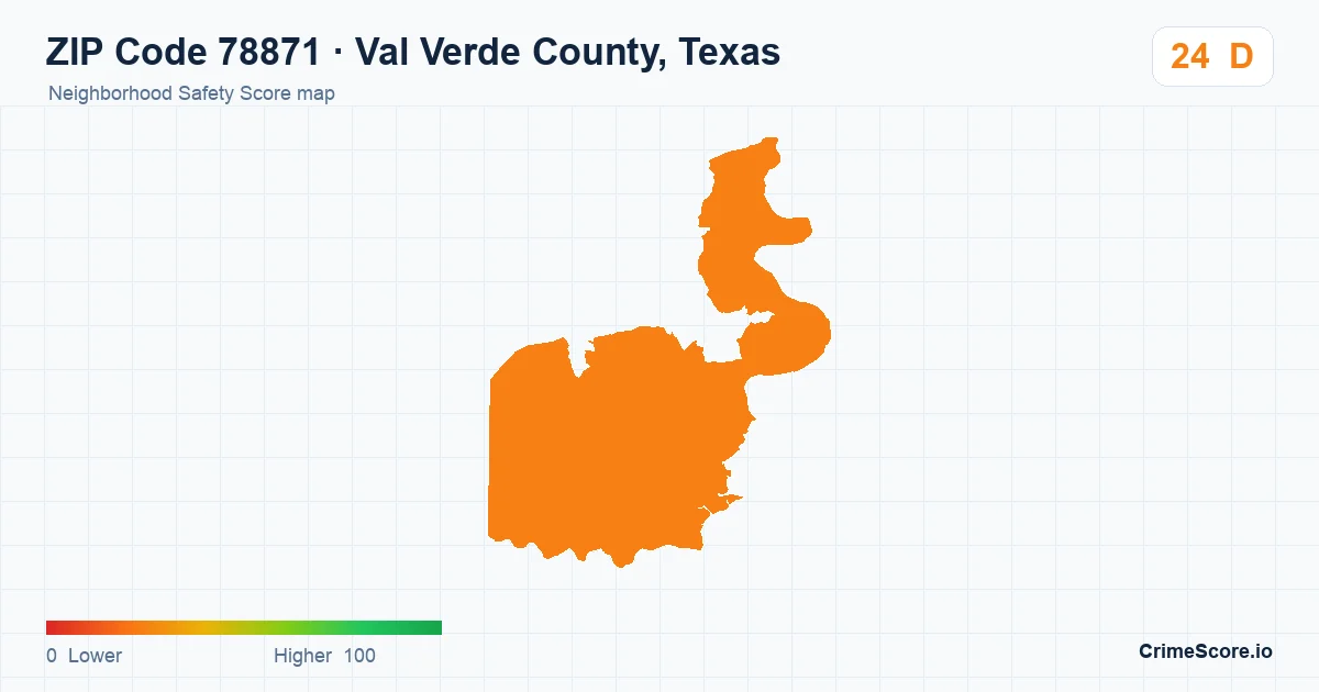 ZIP Code 78871 in Val Verde County, Texas neighborhood Safety Score map