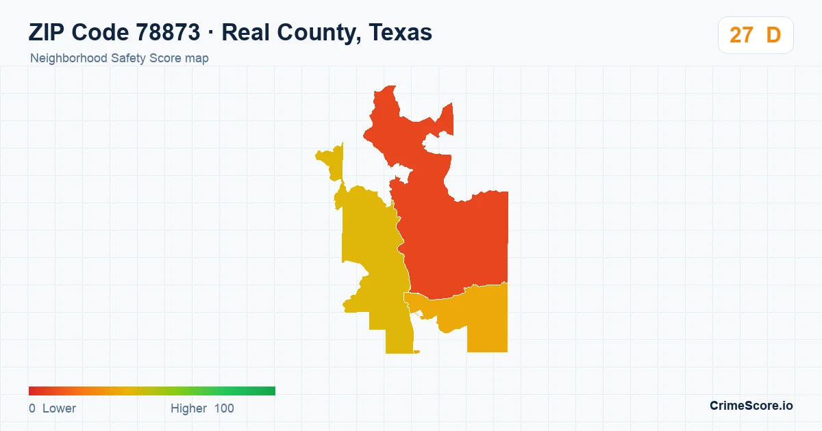 ZIP Code 78873 in Real County, Texas neighborhood Safety Score map