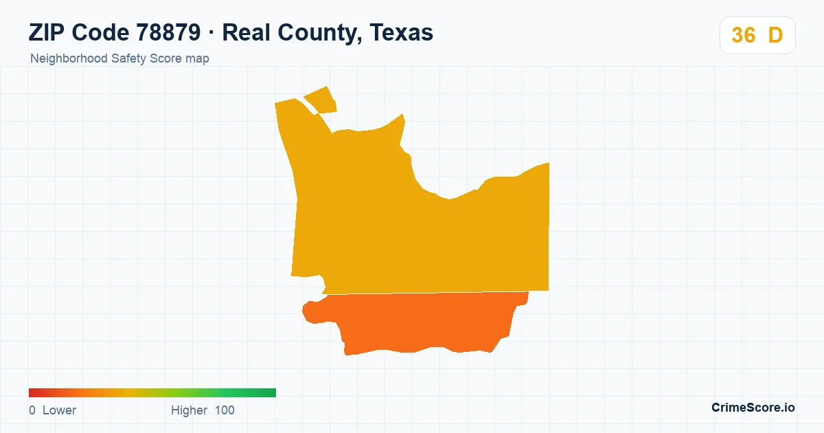 ZIP Code 78879 in Real County, Texas neighborhood Safety Score map