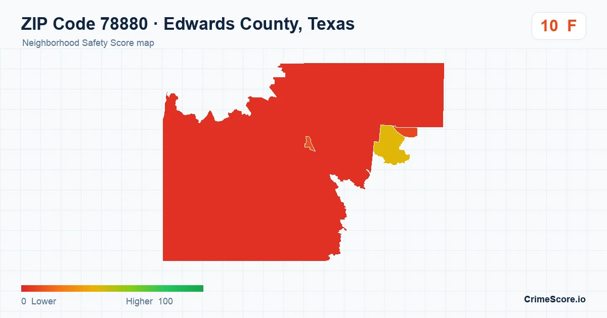 ZIP Code 78880 in Edwards County, Texas neighborhood Safety Score map