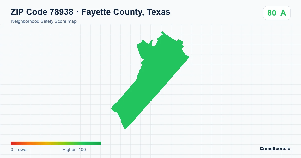 ZIP Code 78938 in Fayette County, Texas neighborhood Safety Score map