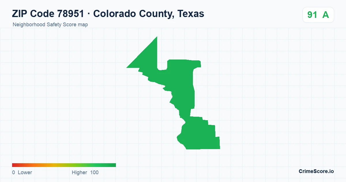 ZIP Code 78951 in Colorado County, Texas neighborhood Safety Score map