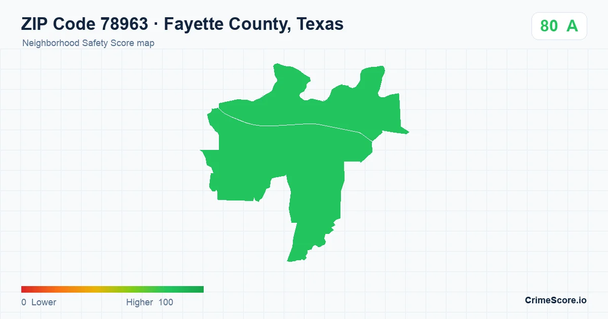 ZIP Code 78963 in Fayette County, Texas neighborhood Safety Score map