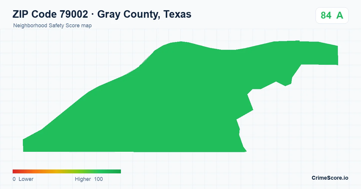 ZIP Code 79002 in Gray County, Texas neighborhood Safety Score map