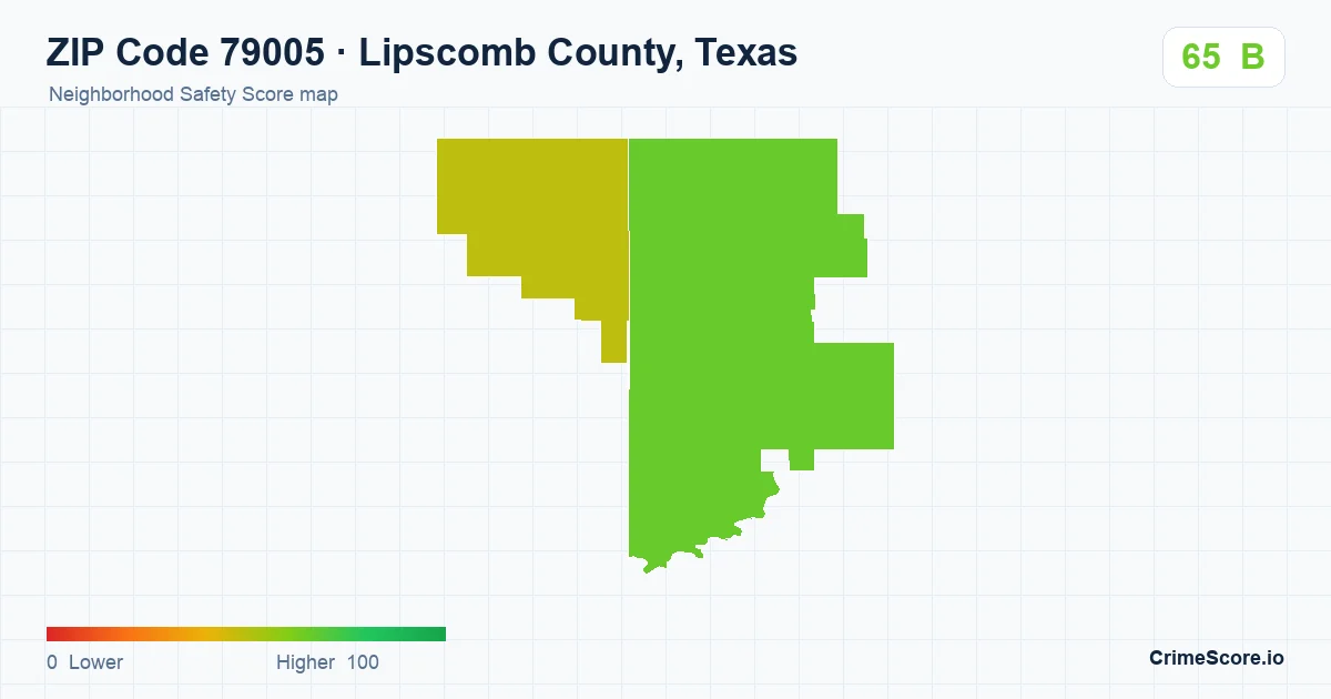 ZIP Code 79005 in Lipscomb County, Texas neighborhood Safety Score map