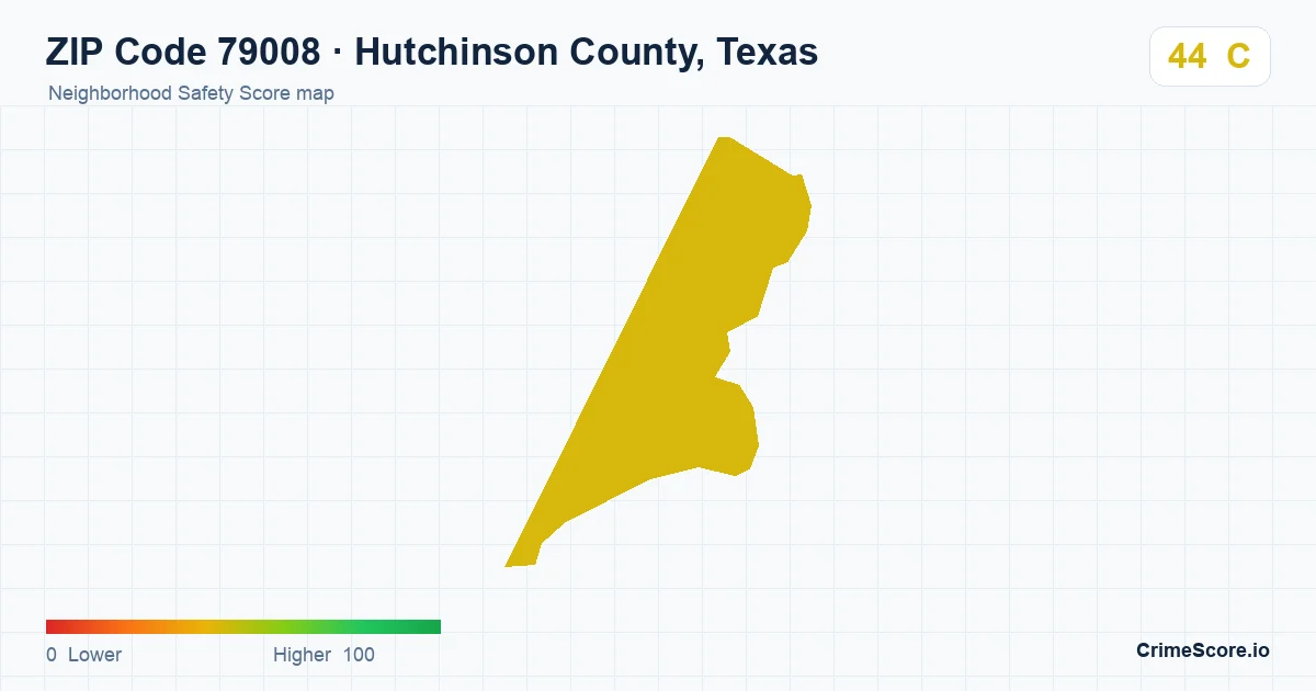 ZIP Code 79008 in Hutchinson County, Texas neighborhood Safety Score map