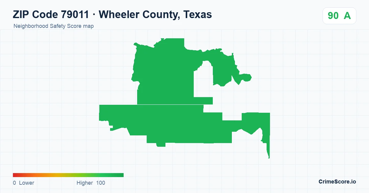 ZIP Code 79011 in Wheeler County, Texas neighborhood Safety Score map