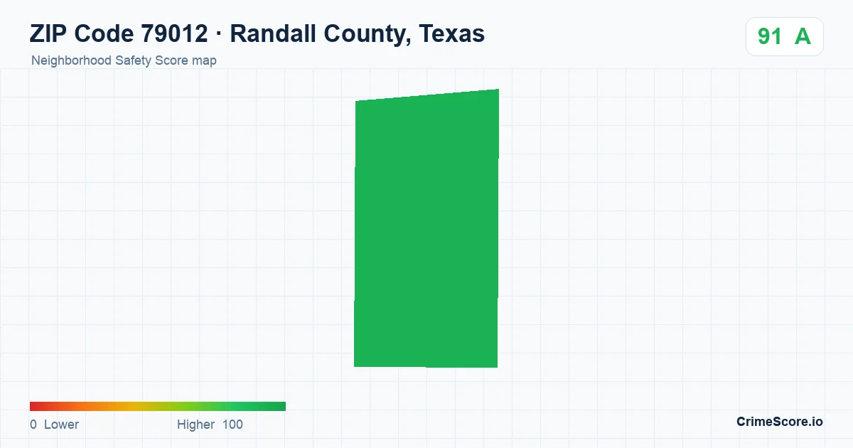 ZIP Code 79012 in Randall County, Texas neighborhood Safety Score map