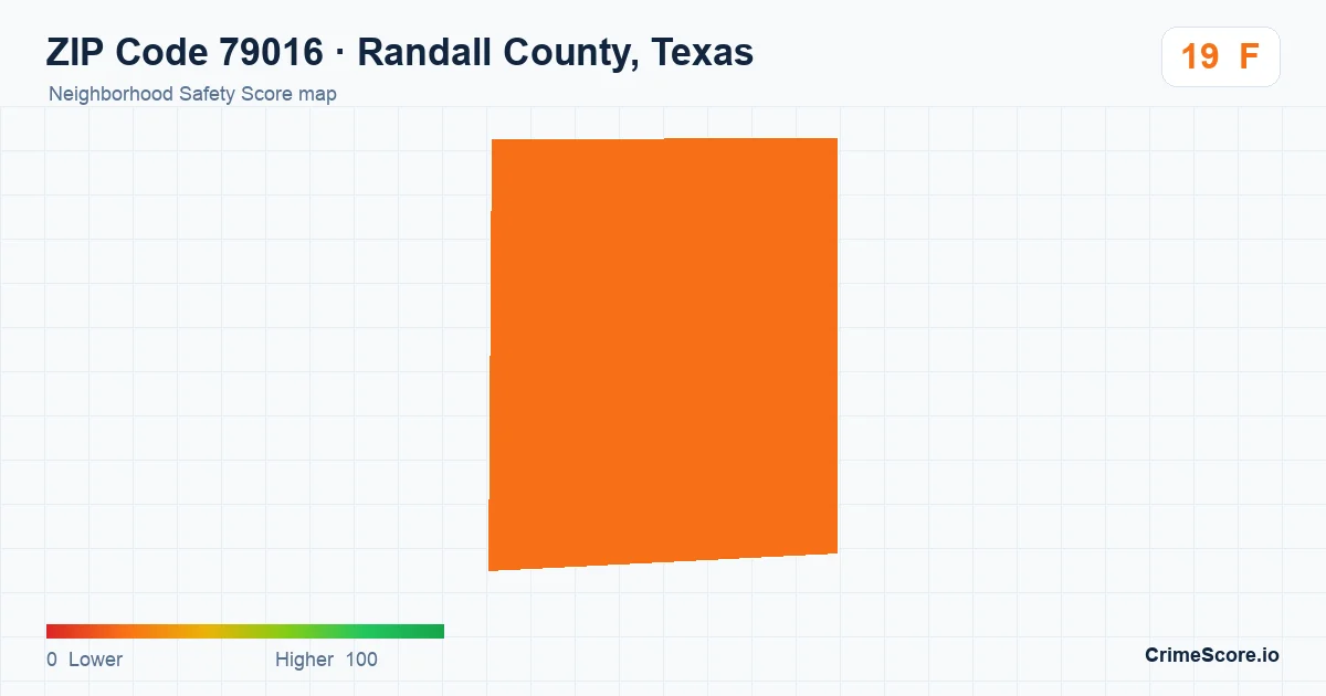 ZIP Code 79016 in Randall County, Texas neighborhood Safety Score map