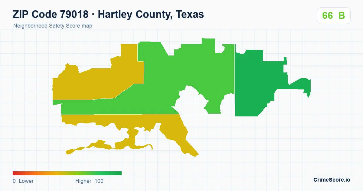 ZIP Code 79018 in Hartley County, Texas neighborhood Safety Score map