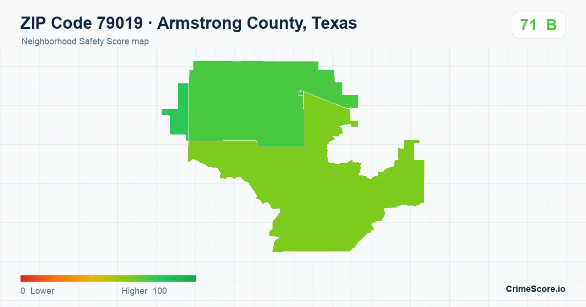 ZIP Code 79019 in Armstrong County, Texas neighborhood Safety Score map